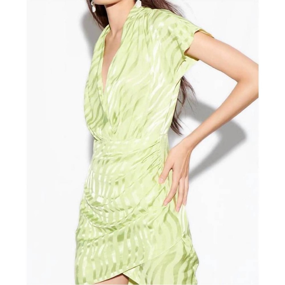 Saylor green satin Kendrick dress in matcha